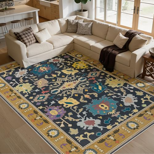 Joydeco Oushak �􂦂� 8x10 �G���A���O ���r���O���[�� ���B���e�[�W �_�C�j���O���[�� ���O ����~�� �{�[�z�[ �t���[���� �\�t�g ���[�p�C�� �t���A ���� �X���[ �J�[�y�b�g �Q�� �� �z�[�� �I�t�B�X�p �u���b�N/�}���`