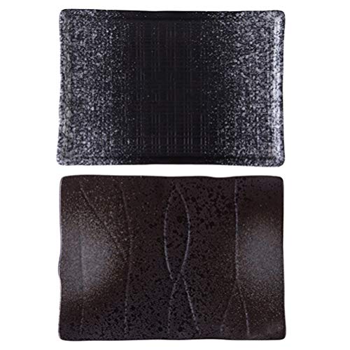 Hemoton 2pcs Ceramic Sushi Serving Tray Rectangular Sushi Platters Japanese Porcelain Serving Plates for Sushi Salad Pasta Cheese Appetizer