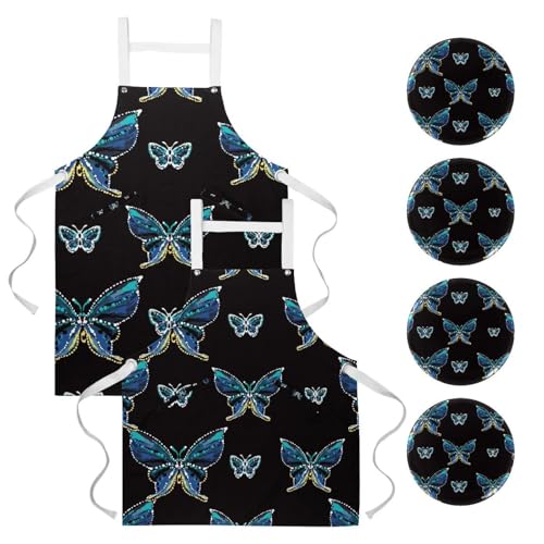 Tablier de cuisine lot de 2 avec broches pour pâtisserie et travail