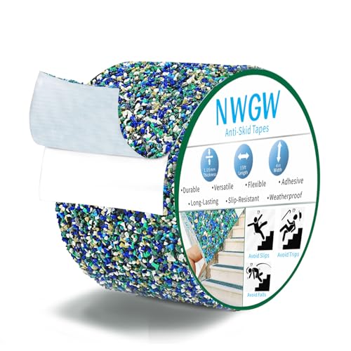 Image of Heavy Duty Anti-Slip Tape for Pool Steps, 4 inch x15FT Blue Rubber Grip Traction Tape, Indoor /Outdoor Stairs, Waterproof Safety Grip Strips for Wet Areas, Showers, Tubs & Marine, Barefoot Friendly