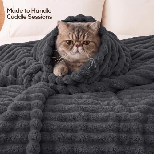 Utopia Bedding Streifen Kuscheldecke Flauschig decke [150x200 cm, Grau] – Ansicht 8