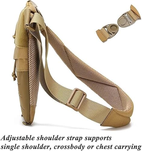 Powios Shoulder Crossbody Bag,Multi Pocket Tactical Sling Bags,Large Capacity Multifunctional Outdoor Waterproof Chest Bag (Khaki)4