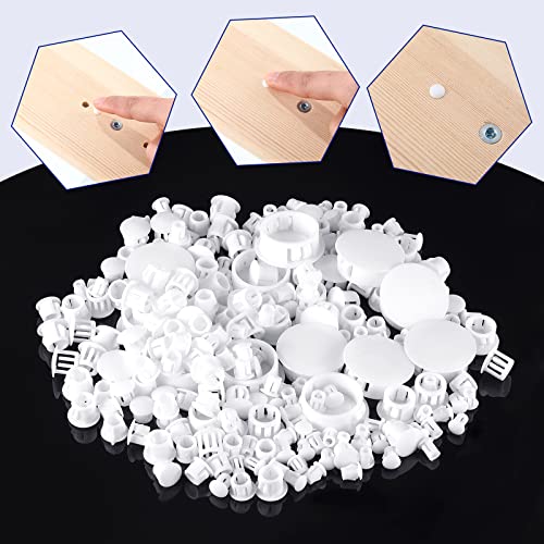 6 Sizes Plastic Hole Plugs White Plugs Hole Door Screw Hole Plugs Screw Covers For Kitchen Cabinet Furniture, 1/4 Inch,1 Inch, 3/16 Inch, 5/16 Inch, 3/8 Inch, 1/2 Inch(300 Pcs) #TOP2