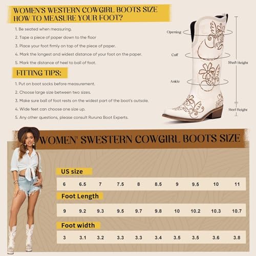 Image of Cowboy Boots for Women, Pointed Toe Chunky Heel | All-day walking comfort design, versatile for daily outfits, country music festivals and western style occasions