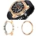 [2 Pack] JZK Samsung Galaxy Watch 46mm/Gear S3 Frontier & Classic Bezel Ring,Adhesive Cover Anti Scratch & Collision Protector Bezel Loop + Protector Case for Galaxy Watch 46mm Smartwatch Accessories
