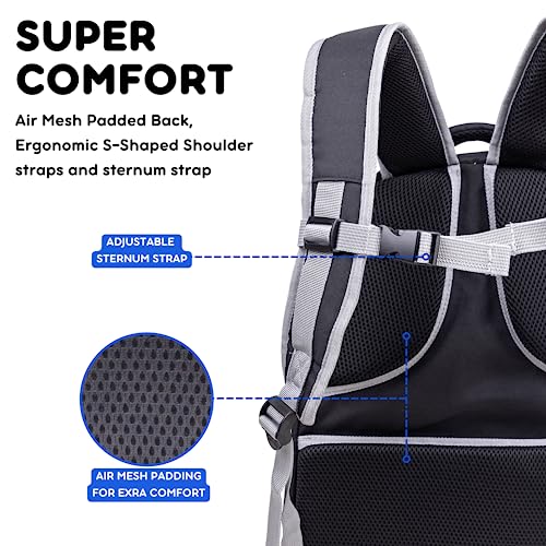Image of J World New York Atom Laptop Backpack - Ergonomic Backpack for School with Air Mesh Padded Shoulder Straps - 600D Polyester Work Backpack for Men and Women - Stylish Design (BLACK)