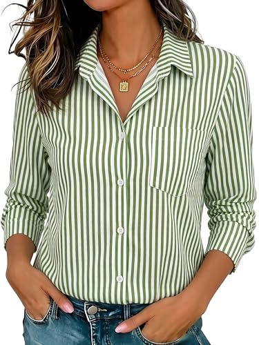Image of Soft Wrinkle-Free Button Down Stretch Shirts for Women, Breathable Moisture-Wicking Casual Work Dress Tops