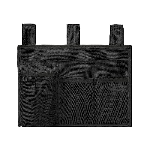 Surblue Bedside Caddy Bed Organizer Hanging Storage Bag for Hospital Beds Bunk Rooms Baby College Dorm Bed Rails Camp Wheelchairs,4 Pockets,Black