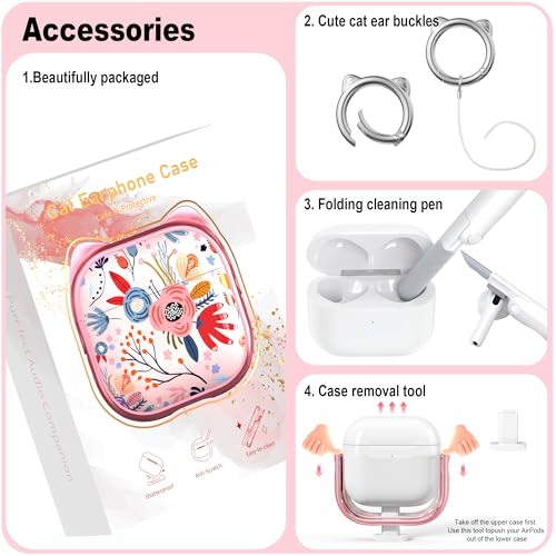 Coque AirPods 4 rose transparente avec support de téléphone intégré - 5