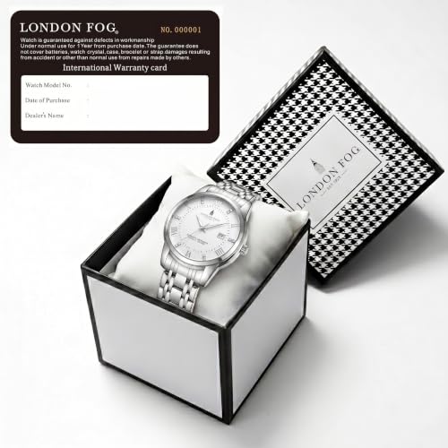 Image of London Fog Regent Collection Analog Quartz Watch for Men with Round Dial and Stainless Steel Strap, Metal Case, Date Display, Luminous Hands & Hour Markers, Water Resistant
