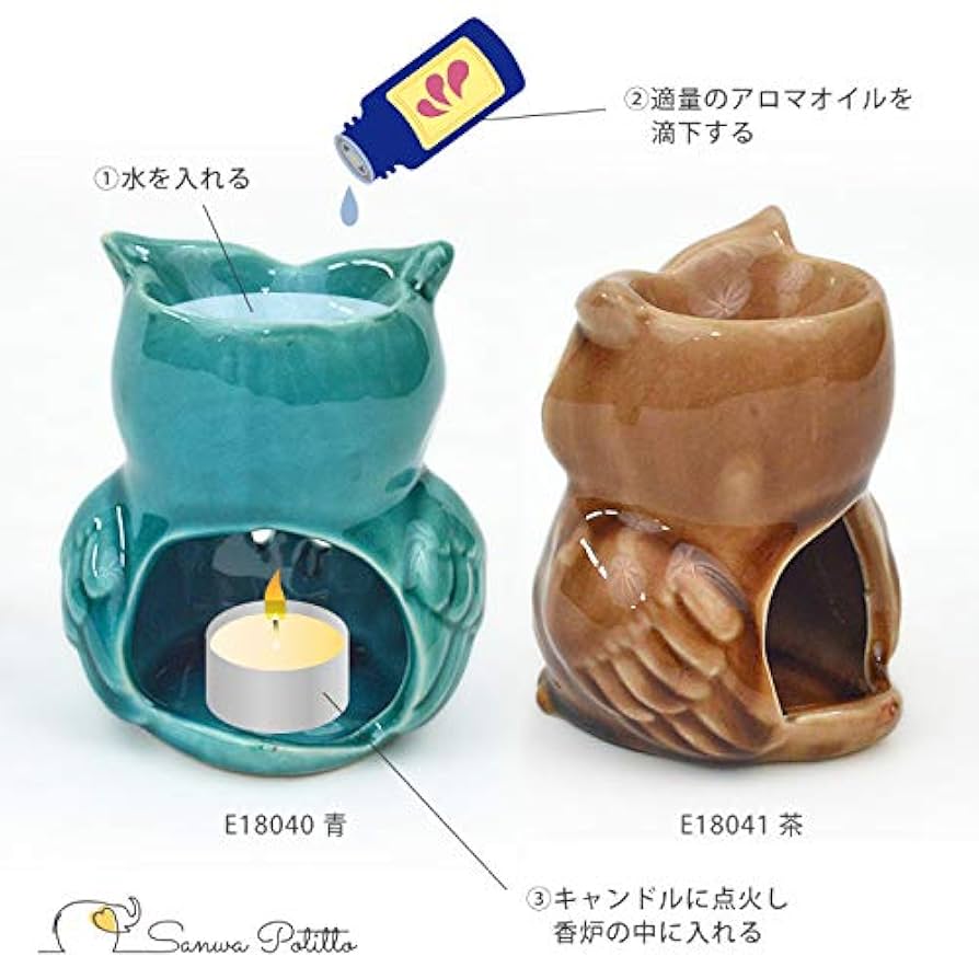 香炉　ふくろう Amazon｜香炉 フクロウ ミミズク ミニ E18040-18041 高さ9cm 青