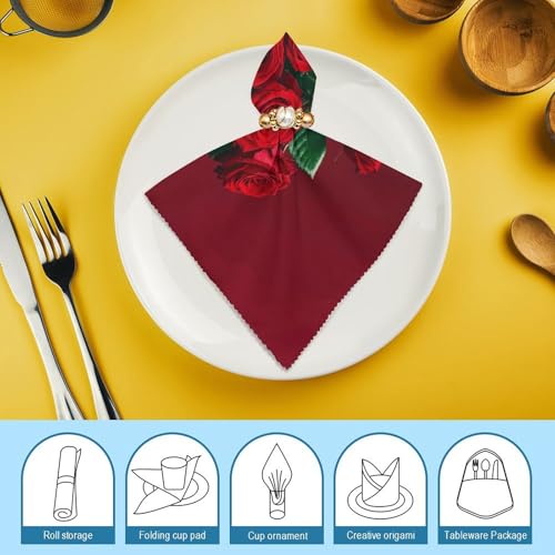Servilletas de Tela Rojas y con Rosas 6 Unidades miniatura 7