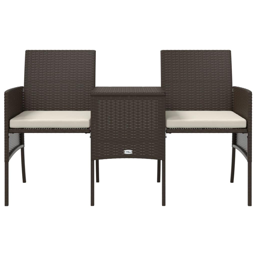 Gecheer Divano Giardino 2Posti con Tavolo e Sgabelli Marrone Polyrattan,Divani,da Giardino,per Esterno,Divanetto da Esterno,Divanetti da Esterno,Divano da Esterno Divano Giardino,P317625