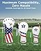 Fitense Golf Head Covers, 3 Pack Golf Club Head Covers USA Stars and Stripes, Velour Lined for Extra Club Protection, Designed to Fit All Woods and Drivers Velour Lined (1,3,X)