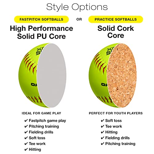 Xcello Sports Official 12" Practice Softball Assortment (Pack Of 6) #TOP2