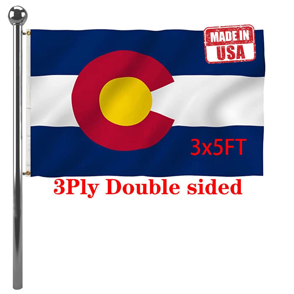 Jayus Double Sided Colorado Sates Flags 3x5 FT Outdoor - Vivid Colors 3Ply CO Colorado Flags Banners- 220D Heavy Duty 100% Polyester with 2 Brass Grommets