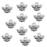 Youdiyla 200pcs Antique Silver Alloy Charms Bee Pendant Jewelry Making for Necklace Bracelet DIY Craft Findings Supplies Making 10X11mm