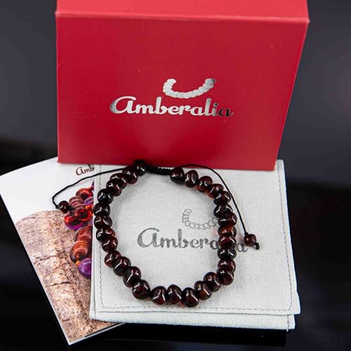 Adjustable Baltic Amber Adult Bracelet (6.3 + 3.5 inch)- without knot between beads - Imported from Lithuania - Gift Box and customized message - Engrave the storage linen bag!4