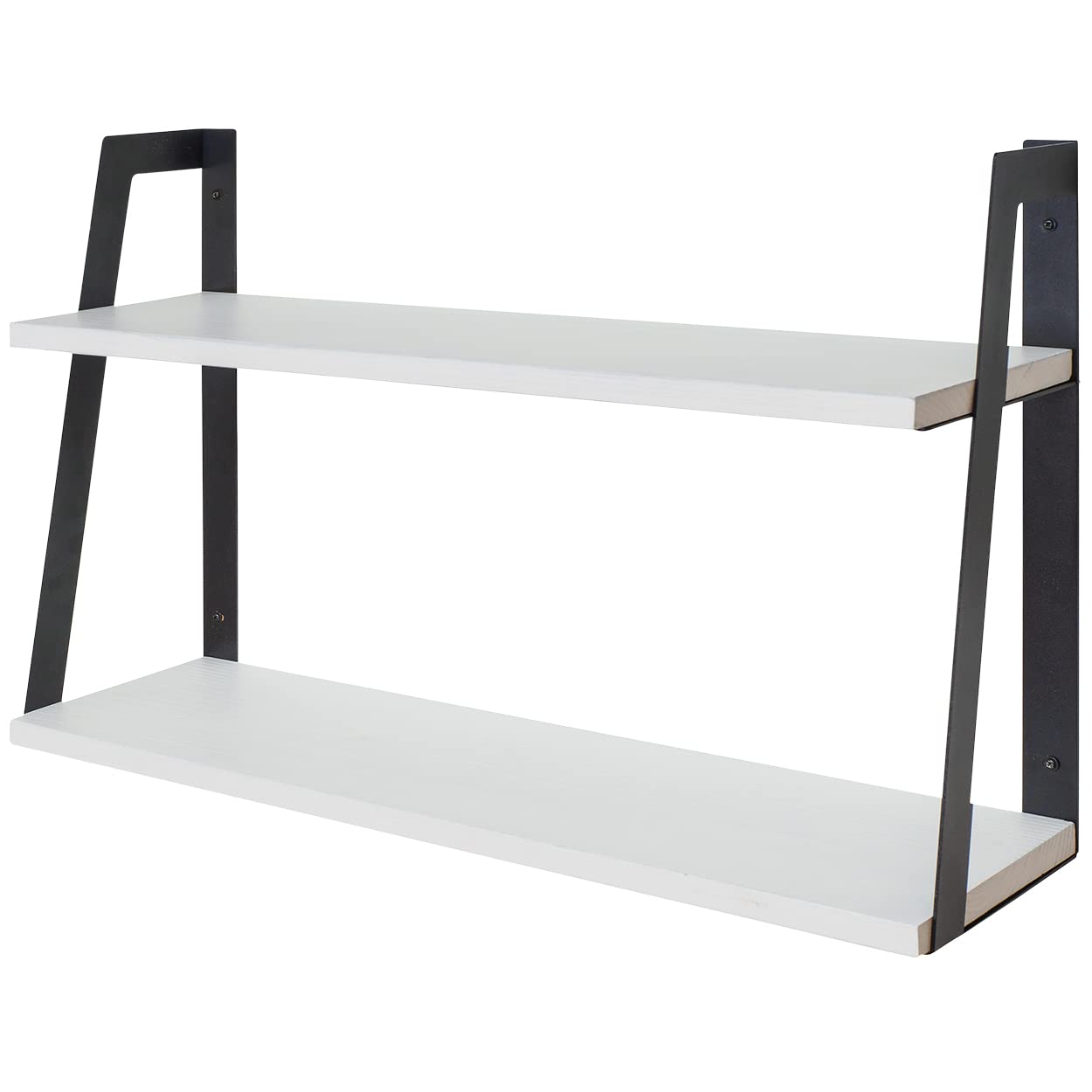 LifeGoods Estantes de Pared Flotantes de Madera Rústica | Capacidad 20kg | Estanterías Madera Flotante para Cocina, Dormitorio, Sala de Estar | 2 Niveles | Baldas Pared para Almacenaje | Blanco