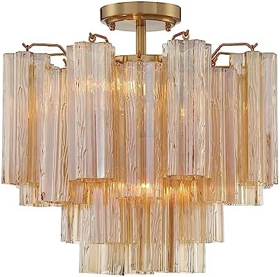 Crystorama Addis 4 Light Aged Brass Semi Flush Mount