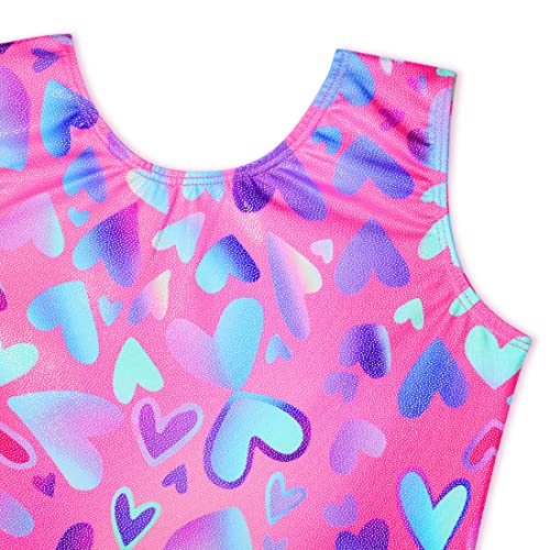 Image of EQSJIU Gymnastics Leotards for Girls Kids Rainbow Mosaic Mermaid Butterfly Stars Leopard Galaxy Tie Dye Cosmos Leopard
