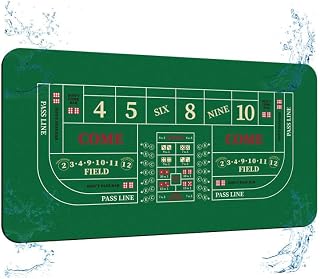 178,8 x 89,9 cm verbesserte wasserdichte Casino-Craps-Tisch-Layout-Matte mit Tragetasche, rutschfeste Gummi-Craps-Würfelspiel-Layout-Tischabdeckung für Partys, Heimunterhaltung, Spielabend