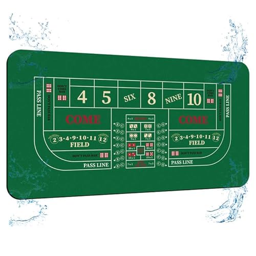 70'' x 35'' Waterproof Casino Craps Tabletop Layout Mat with Carrying Bag