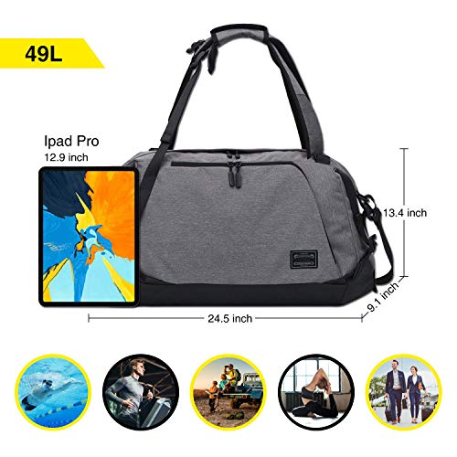 ITSHINY Sport Duffel tas, 50L Travel Duffel Bag, Gym Schoudertas, Reistas Unisex - 3 in 1 Ontwerp met Schoenen… - Image 8