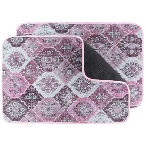 Image of IEUUMLER Washable Pee Pads for Dogs, 2 Pack Reusable Pee Pads for Dogs Non-Slip Grip, Super Absorbent Waterproof Puppy Pads for Potty Training, Playpen, Crate, Whelping Box EU011 Pink, 36x31