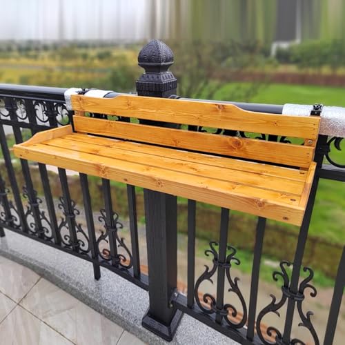 Mesa de bar plegable para balcón para barandillas, mesa auxiliar ajustable montada en la pared para patio, mesa de servir pequeña para ahorrar espacio, escritorio para jardín y uso al aire libre