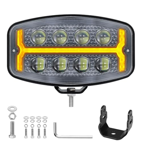 Fxlpower 126W Faros de Trabajo LED Proyector con DC 12 48V Luz de Posición Amarillo de 3200K y Blanco de 6500K, IP68 Faro LED para Camiones Tractore Offroad