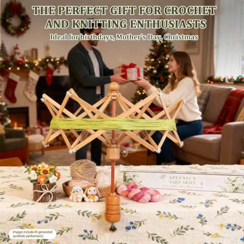 Image of SPEENSUN Wooden Yarn Swift, 4-Step Easy Setup Yarn Umbrella Perfect Match with Yarn Winder, Durable Wood Construction, Foldable Design, Best Christmas Gifts for Knitters & Crocheters