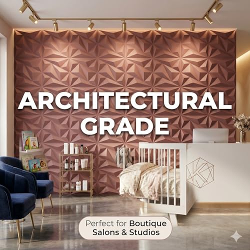 Image of Kayra Decor 3D Wall Panels - Blush Pink Waterproof PVC, Alps Design (Pack of 12, 32.34 Sq.Ft) - DIY Textured Accent Wall for Girls Bedroom, Nursery, Salon & Aesthetic Room Decor