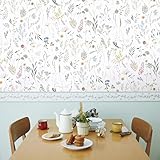 CiCiwind Self Adhesive Wallpaper 41cm×10m White Floral Contact Paper Peel and Stick Wallpaper Thicken Flower Leaf Wallpaper Waterproof Sticky Back Plastic for Living Room Bedroom Wall Furniture Decor - Image 3