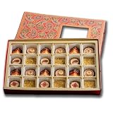 Diwali Collection Rectangle Gift Box (24 Pieces) Laumiere Gourmet Fruits - Indian Mithai Variety...