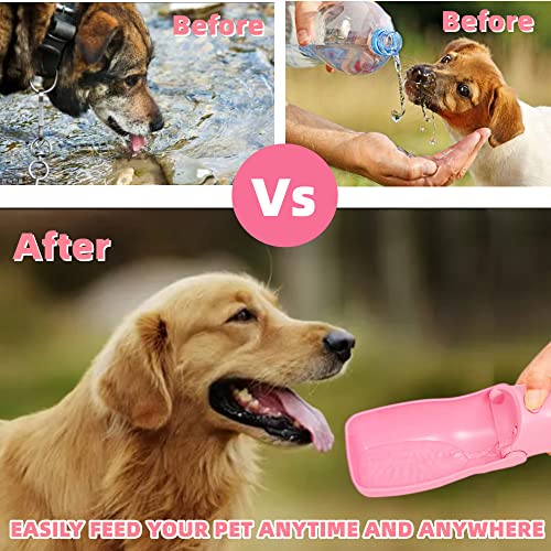 Oranmecci Foldable Dog Water Bottle,12Oz(350Ml) Portable Pet Water Bottle,Leak Proof And Food Grade Plastic Dog Travel Water Dispenser With Drinking Bowl For Pet Outdoor Walking,Hiking,Travel(Pink) #TOP5