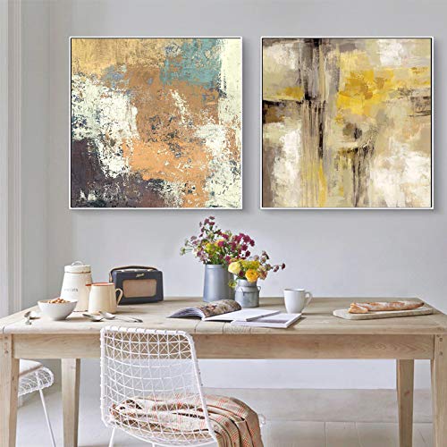 Toile impression peinture photos jaune abstrait pour dynamiser un grand mur vide