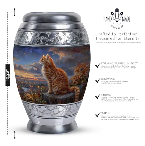 Image of Enigmatic Pet Urn Cat Urns for Ashes - Funeral Urns - Companion Urns - Funeral Urns for Human Ashes - Urn for Adult Male - Adult Urns for Men (10 inch)