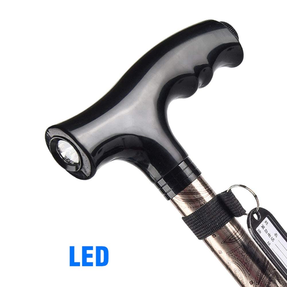 BJH 40PCS Bastone da Passeggio Pieghevole per Uomini e Donne con Luce a LED e 5 Altezze Regolabili Bastone da Passeggio per Anziani Pieghevole Pieghevole e Portatile Interesting