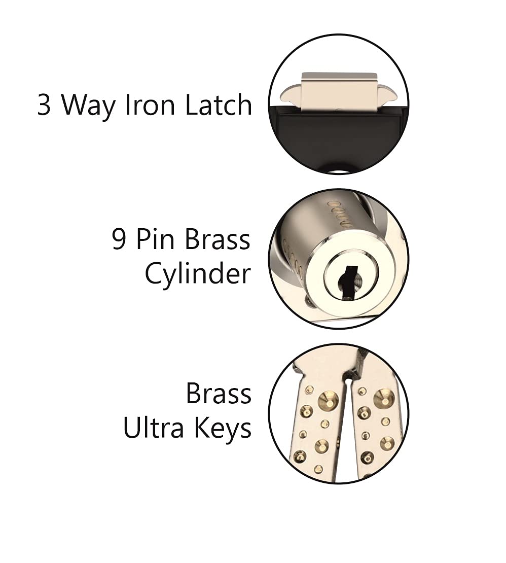 Chitra Zinc CBO-02 Multipurpose Cupboard Lock for Sliding Door with 2 Brass Ultra Keys (32 MM, Satin Silver) — Amazon image 2