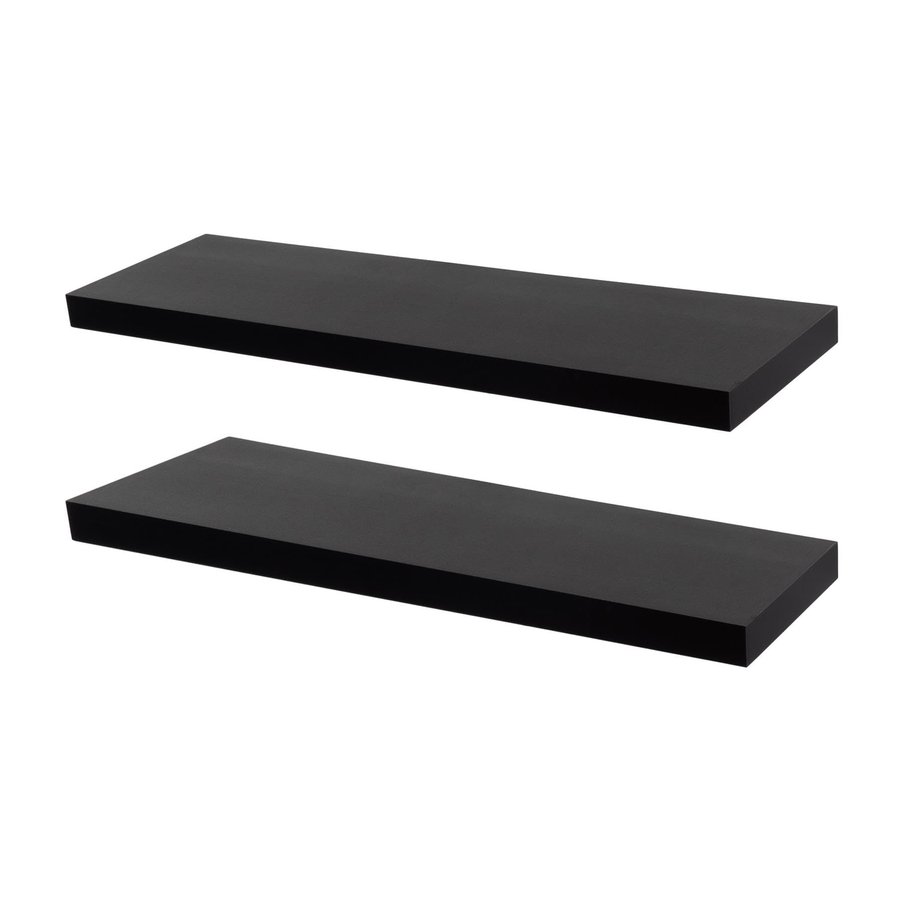 Harbour Housewares Modern Floating Wall Shelves - 80cm - Black - Pack of 2 - Photo Gallery Bookshelf Wall Shelf for Living Room Display, Bedroom, Office Storage