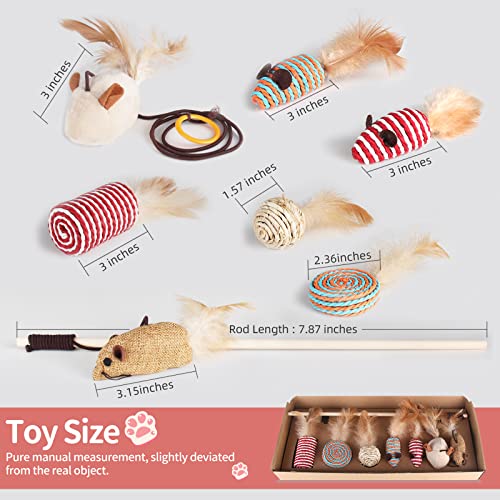 Nvted Cat Feather Toy Set, Playing Cats Toys Cat Wand Pet Activity Cat Nip Toys Feather Toys Collection In Gift Box, Set Of 7 #TOP1