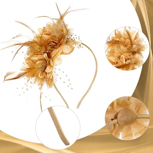 image for Pistha Womens Fascinators Hats Tea Party Hats for Women, Feather Pearl