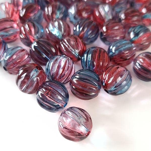 Amazon.co.jp: 【 大玉 ビーズ ブルー＆レッド マーブル 12mm 16個