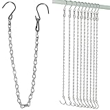 10 Pack SIL Storagehook Silver Hanging Chains with Hooks, Grow Lights Chain adjusable fit bird feeders for outdoors, Plant hanger indoor, Hanging Planter, Wind Chime, Pendant light, Christmas wreath