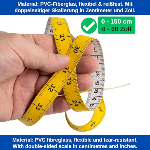 Schneidermaßband, 1 Stück, 2 in 1 Maßband mit CM und Zoll Skalierung, universal Massband mit 150 cm Gesamtlänge, Ausmessung von Kleidung, Körper-Fett, Rollmaßband, Messband, aus Glasfieber Kunststoff