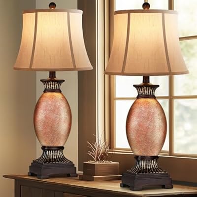 Hamucd 29" Tall Farmhouse Rustic Table Lamps Set of 2 for Living Room,3-Color Temperature Dimmable Country Antique Bedroom Nightstand Lamps for Retro Decor (Farmhouse)