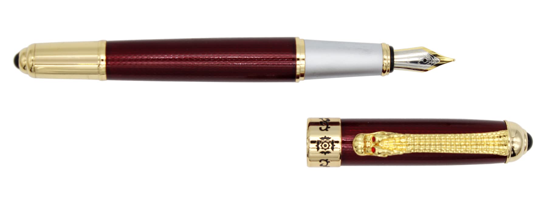 Gullor Fountain Pen with Ink Converter, Golden Dragon Clip, Executive Pen for Smooth Writing, Fine Nib, Red - Image 3