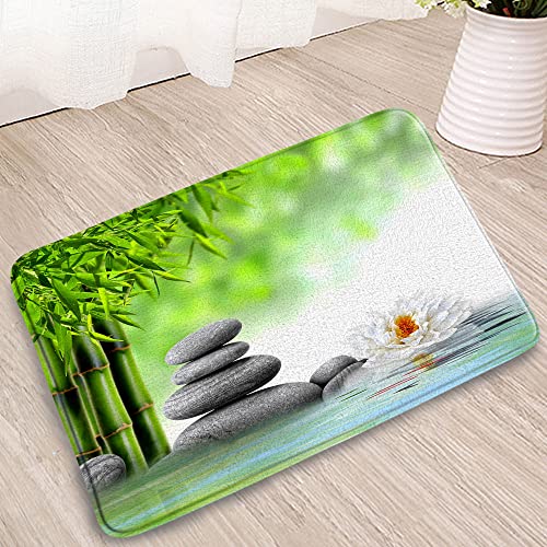 Moderno Alfombrilla Alfombra de baño de SPA - Bambue Verde Zen Piedra jardín de meditación Alfombra Atrapapolvo Almohadilla de baño 40×60cm para Entrada,Puerta,Balcón