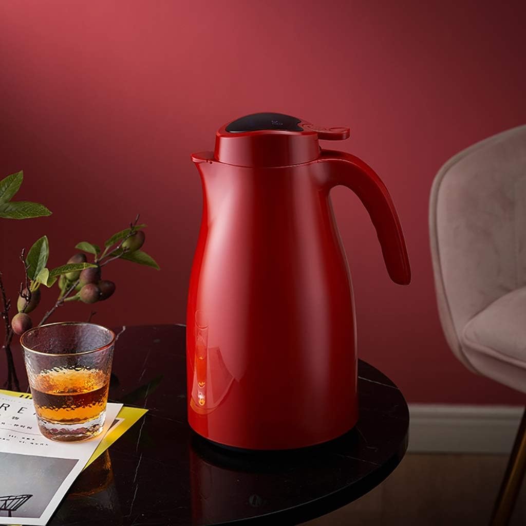 サーモス保冷バック サーモス 信用 ステンレスポット 真空卓上 ポットコーヒー 紅茶 飲料用など真空熱カラフサーマルカラフ水差しカラフインテリジェントmesureデ Color Red Bpaフリー 二重壁の真空断熱ポットコーヒー付き押しボタントップ 温度